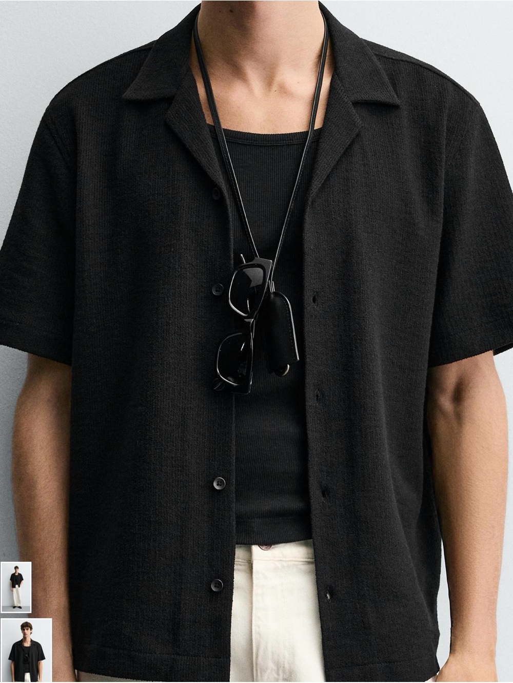 Zara Men's Textured Weave Short-Sleeve Button-Down Shirt